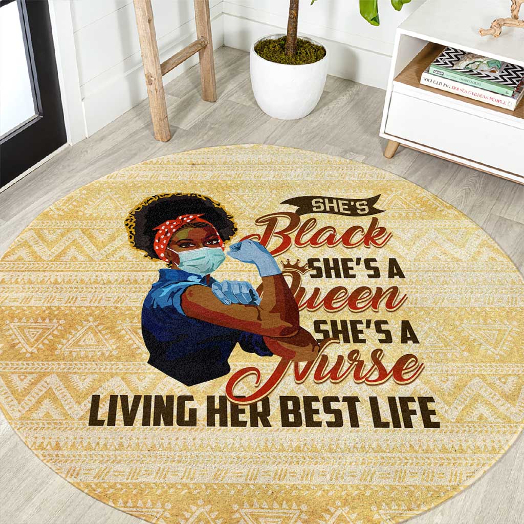 Afro Nurses Round Carpet Black Queen African DT02