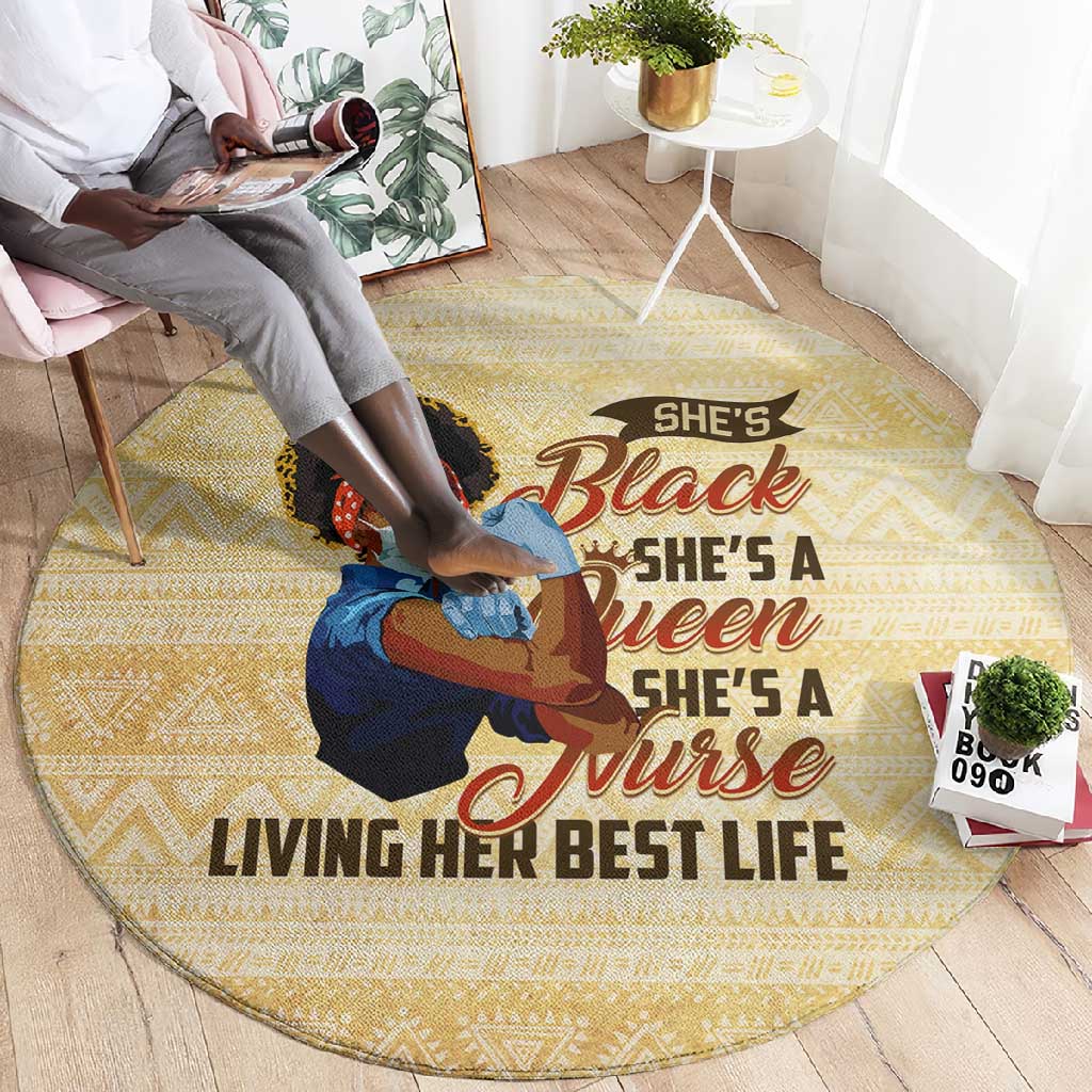 Afro Nurses Round Carpet Black Queen African DT02