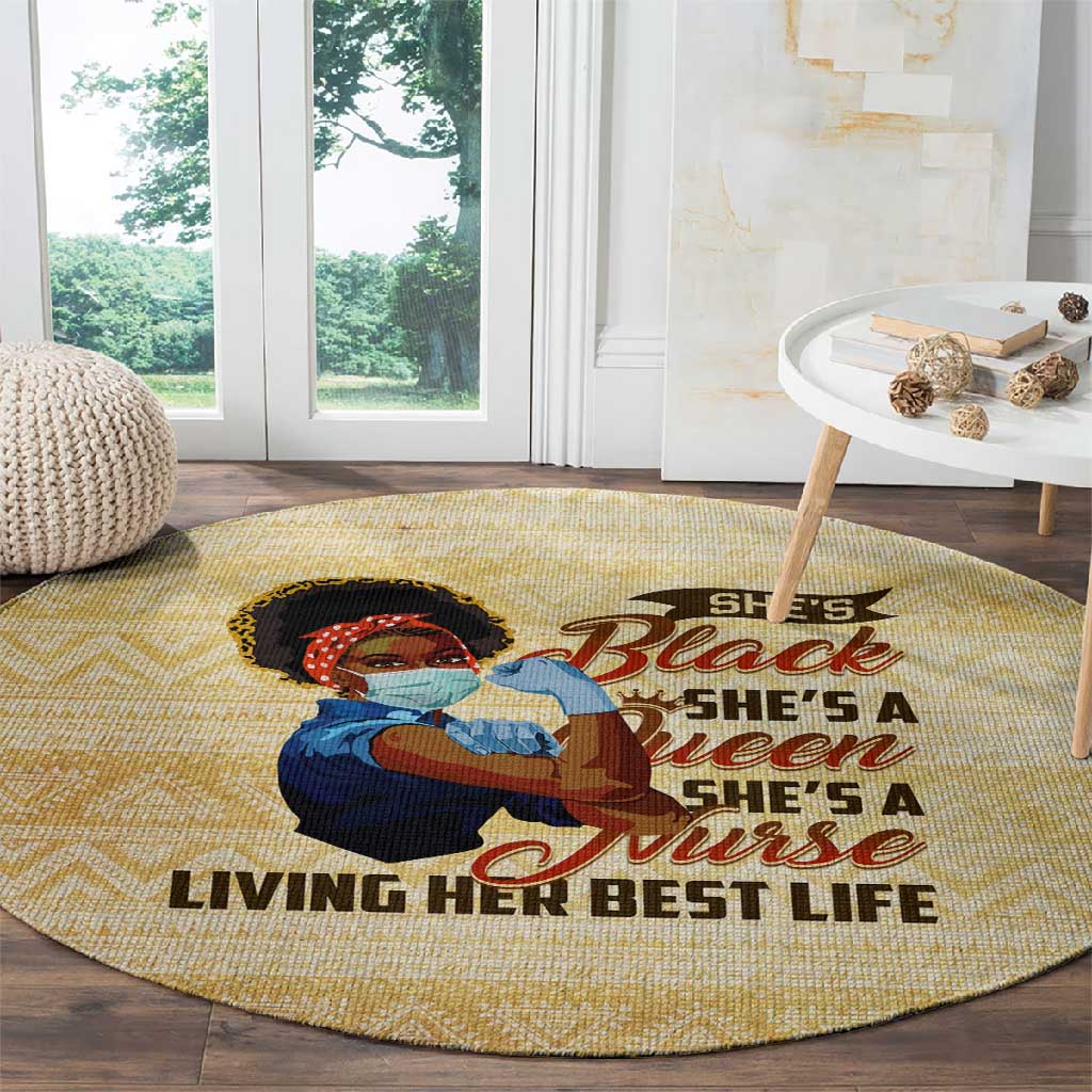 Afro Nurses Round Carpet Black Queen African DT02