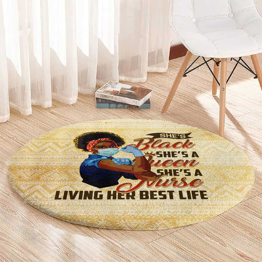 Afro Nurses Round Carpet Black Queen African DT02