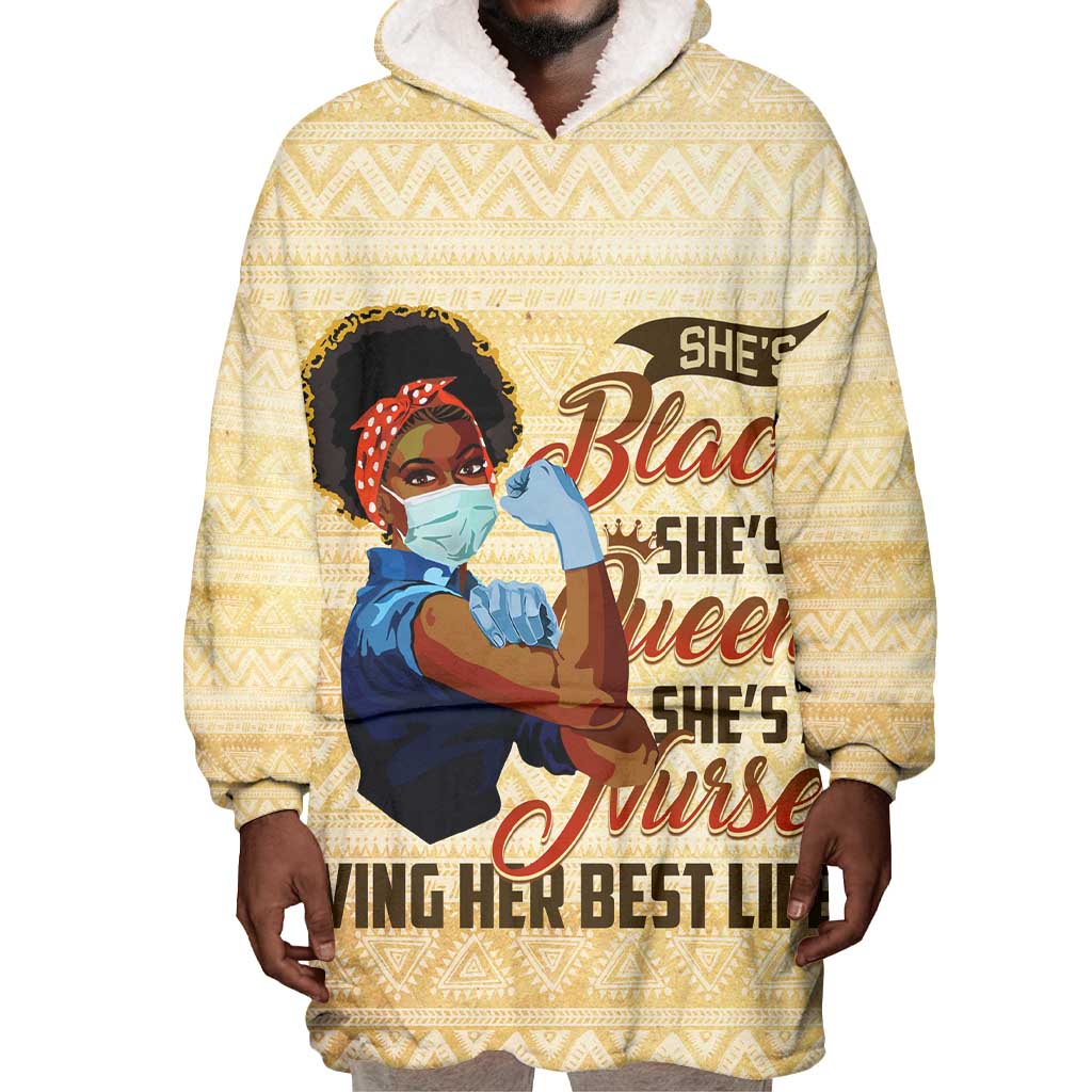 Afro Nurses Wearable Blanket Hoodie Black Queen African DT02