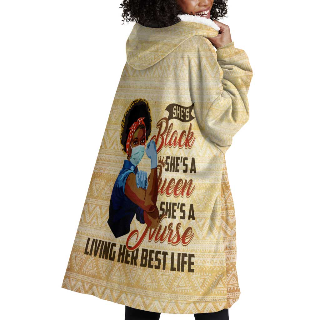 Afro Nurses Wearable Blanket Hoodie Black Queen African DT02