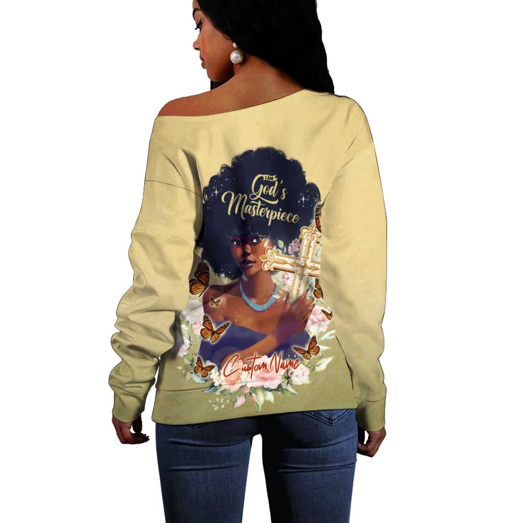 Personalized I Am God's Masterpiece Off Shoulder Sweater African Women DT02