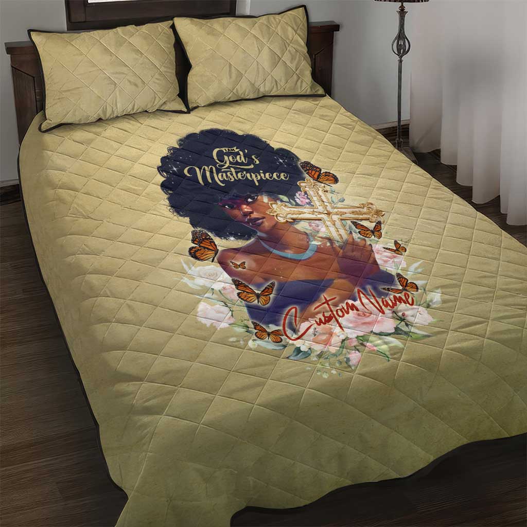 Personalized I Am God's Masterpiece Quilt Bed Set African Women DT02