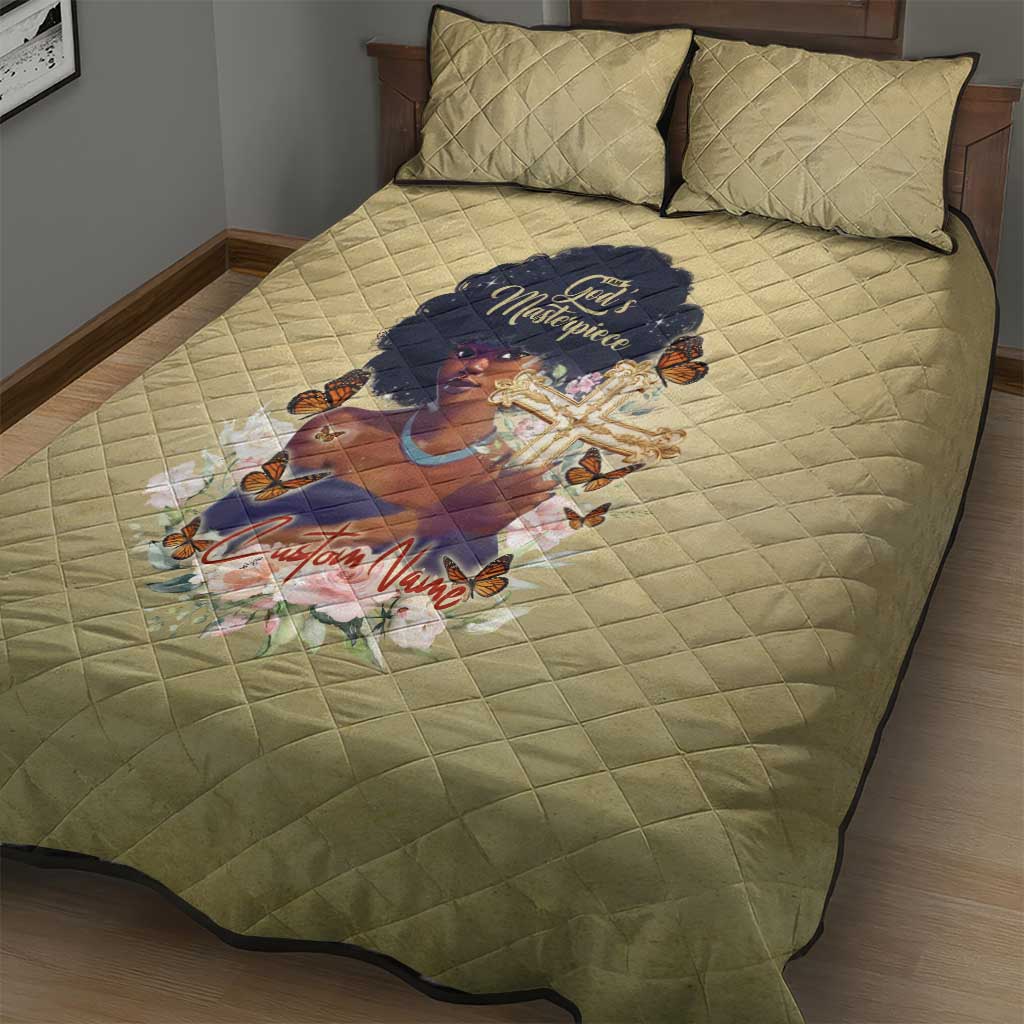 Personalized I Am God's Masterpiece Quilt Bed Set African Women DT02