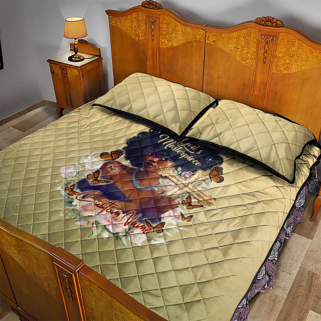 Personalized I Am God's Masterpiece Quilt Bed Set African Women DT02