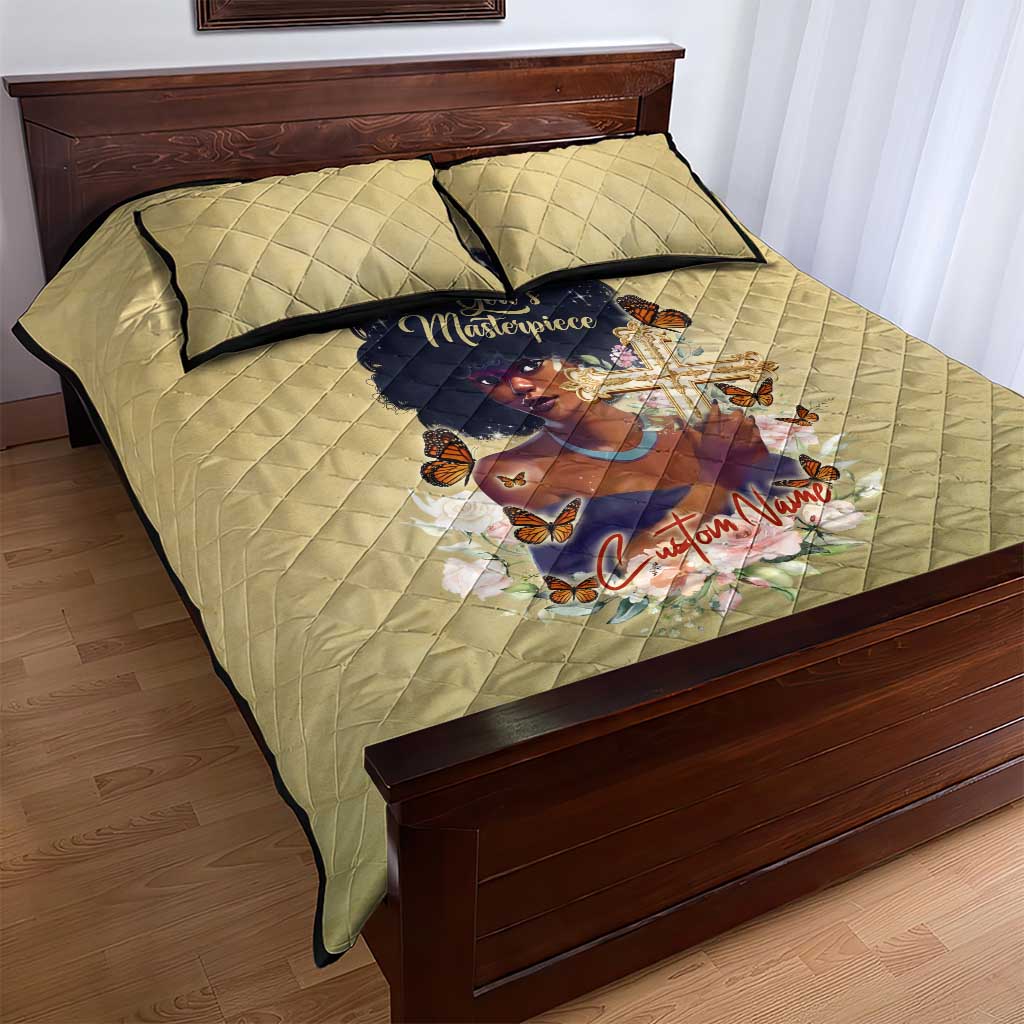 Personalized I Am God's Masterpiece Quilt Bed Set African Women DT02