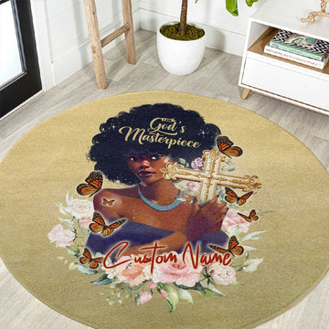 Personalized I Am God's Masterpiece Round Carpet African Women DT02