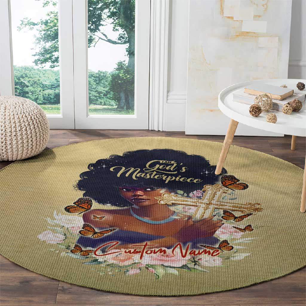 Personalized I Am God's Masterpiece Round Carpet African Women DT02