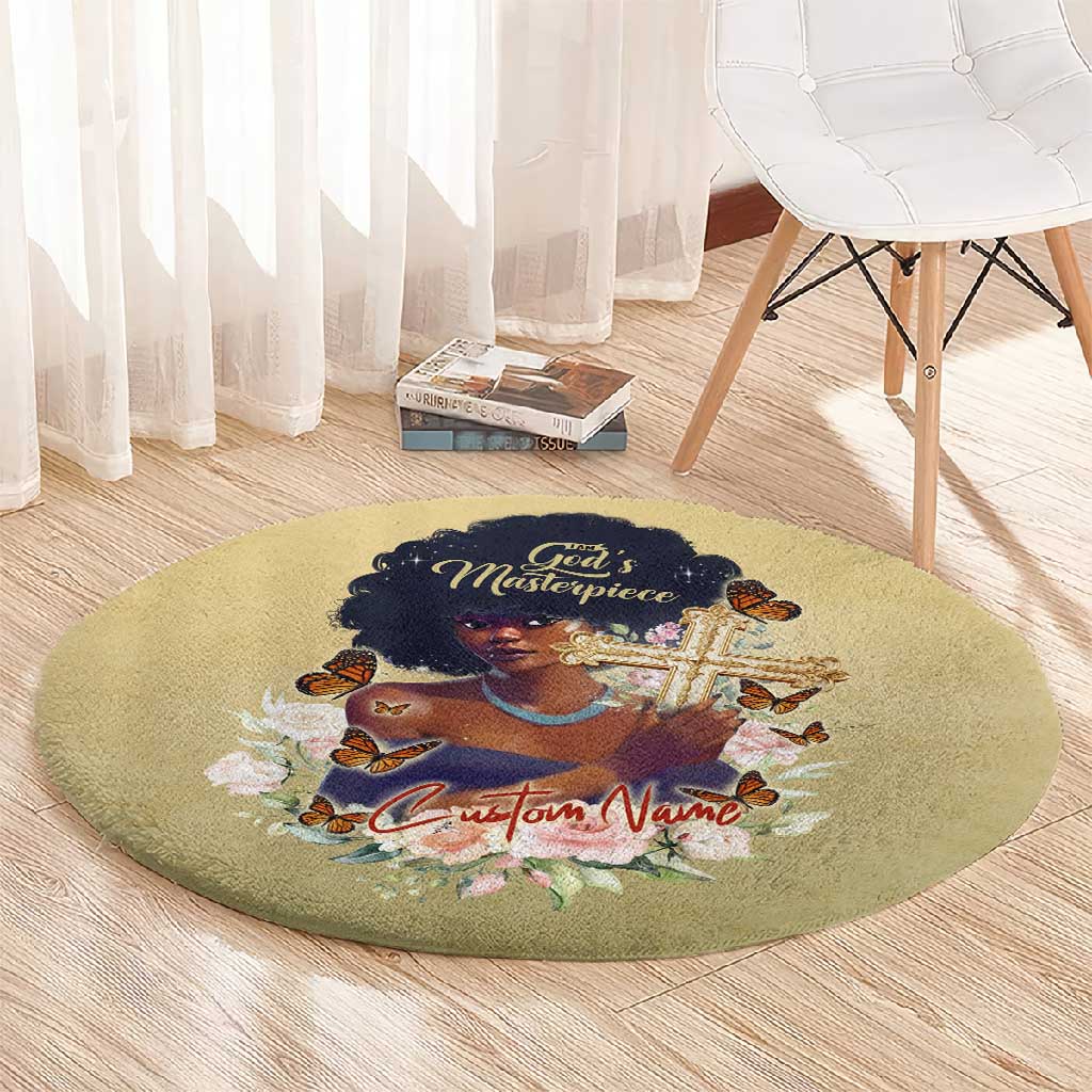 Personalized I Am God's Masterpiece Round Carpet African Women DT02