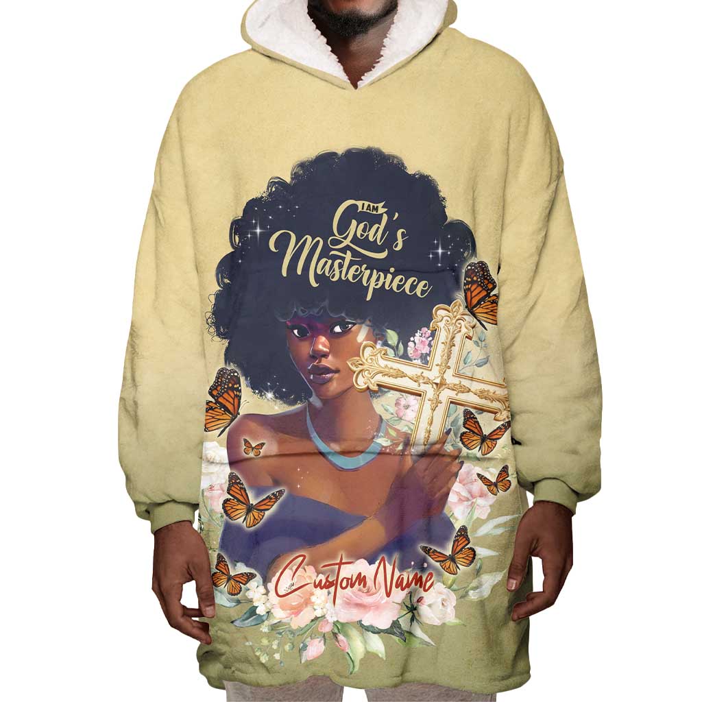 Personalized I Am God's Masterpiece Wearable Blanket Hoodie African Women DT02