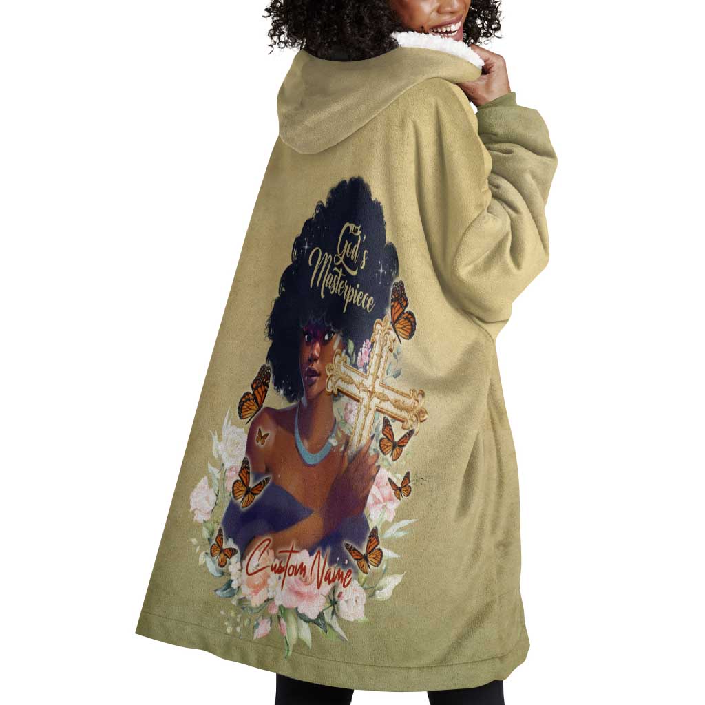 Personalized I Am God's Masterpiece Wearable Blanket Hoodie African Women DT02