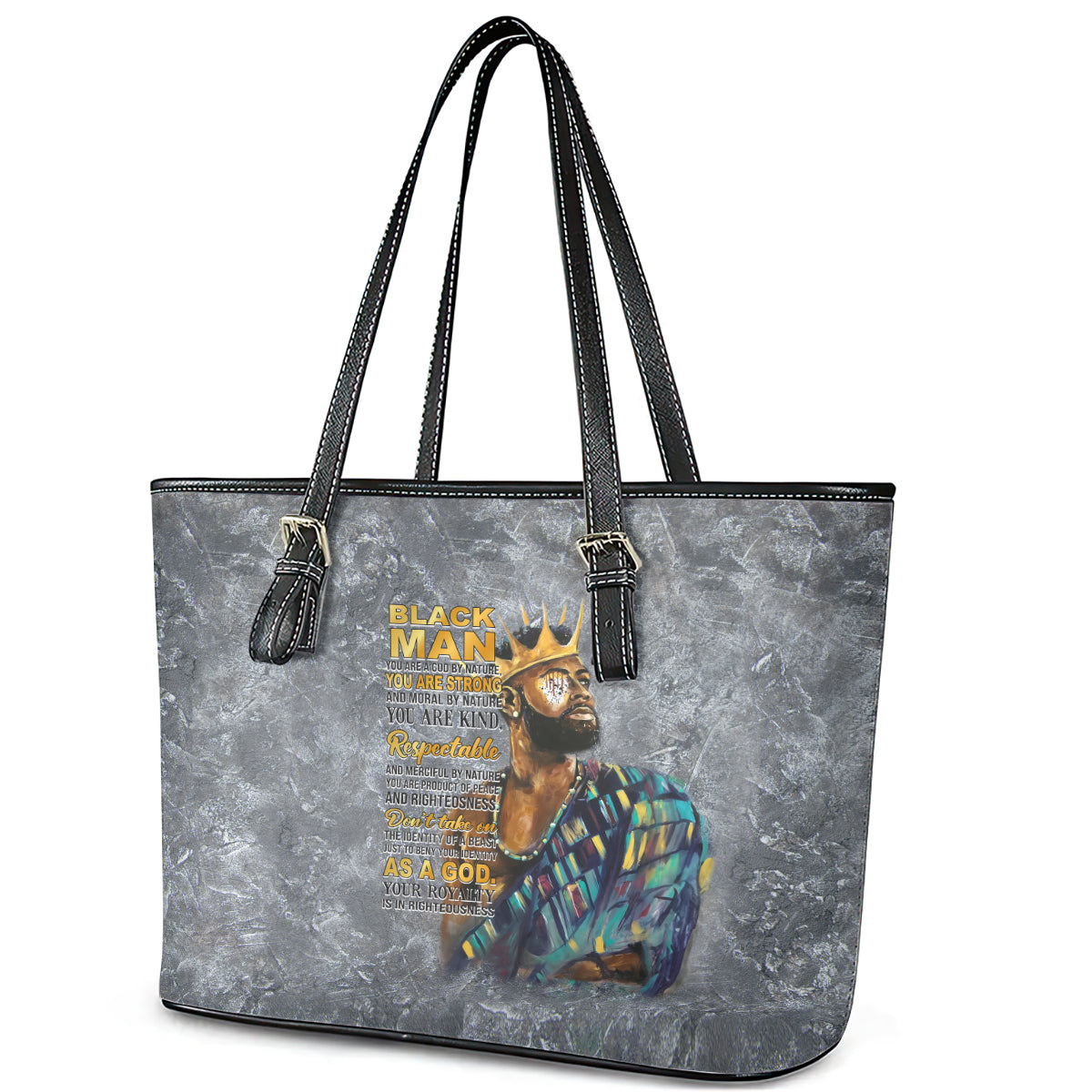 Black Man Africa Leather Tote Bag Naturally King DT02