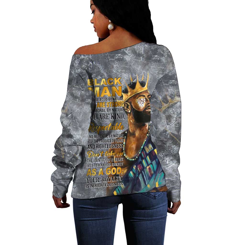 Black Man Africa Off Shoulder Sweater Naturally King DT02