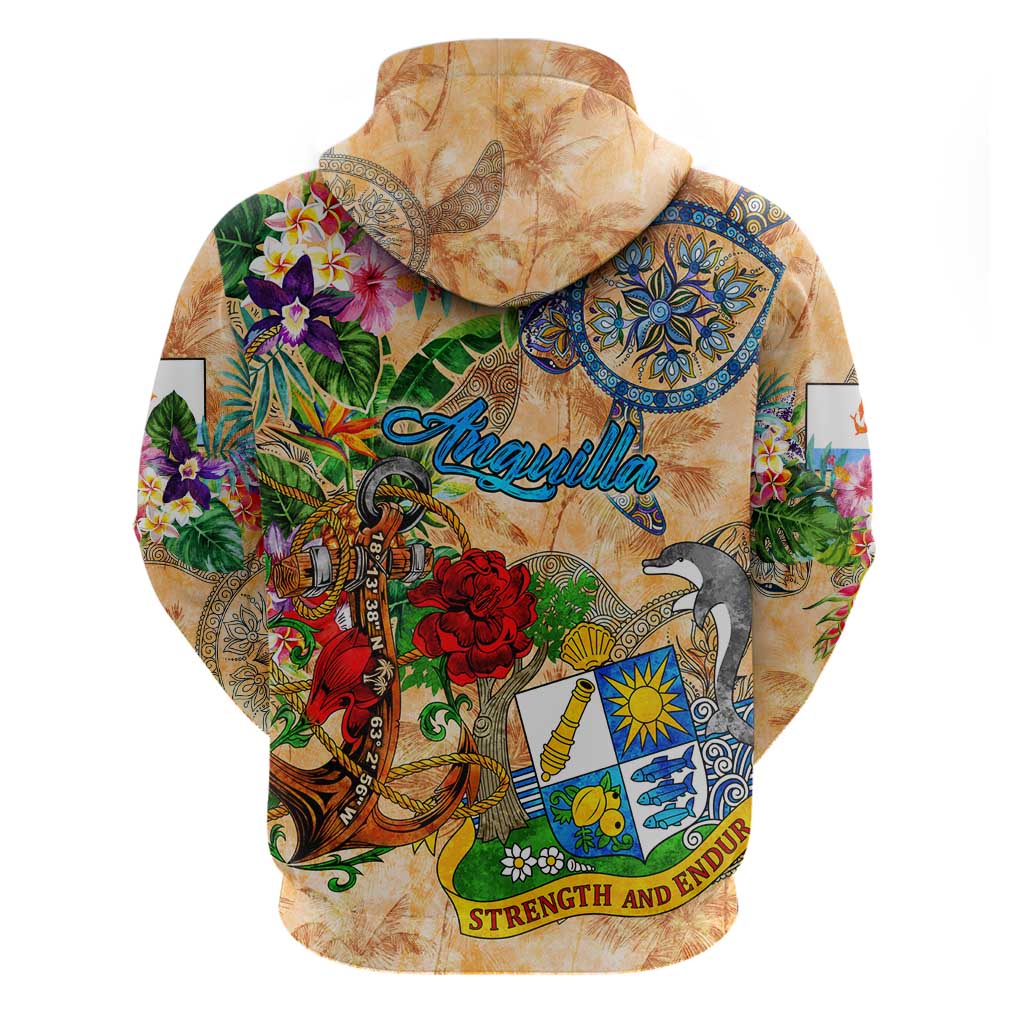 Anguilla Hoodie Geographic Coordinate Anchor - Turlte Tropical DT02