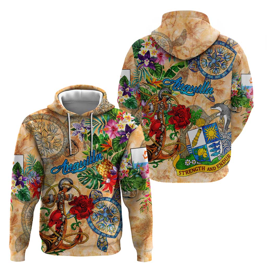 Anguilla Hoodie Geographic Coordinate Anchor - Turlte Tropical DT02
