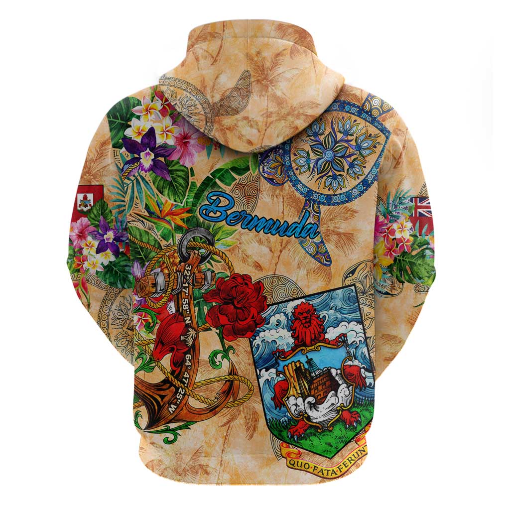 Bermuda Hoodie Geographic Coordinate Anchor - Turlte Tropical DT02