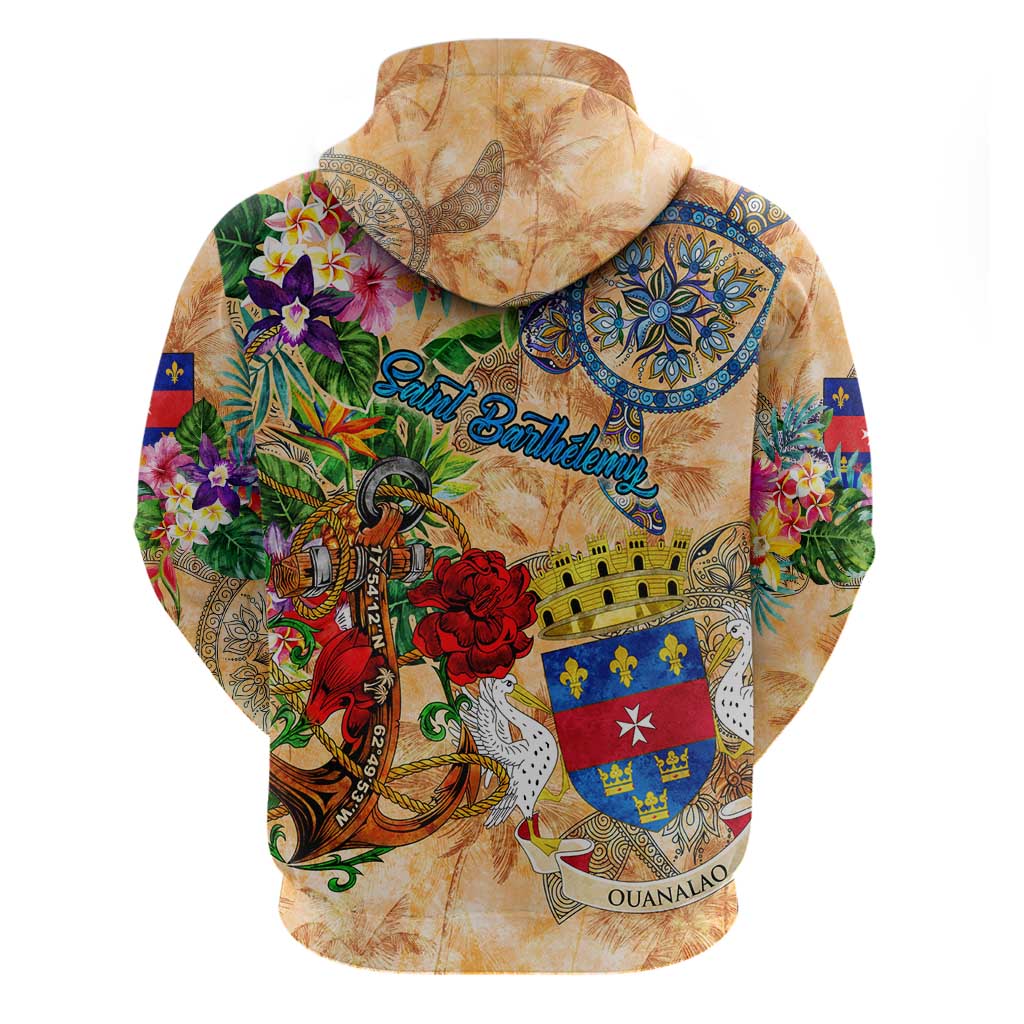Saint Barthelemy Hoodie Geographic Coordinate Anchor - Turlte Tropical DT02