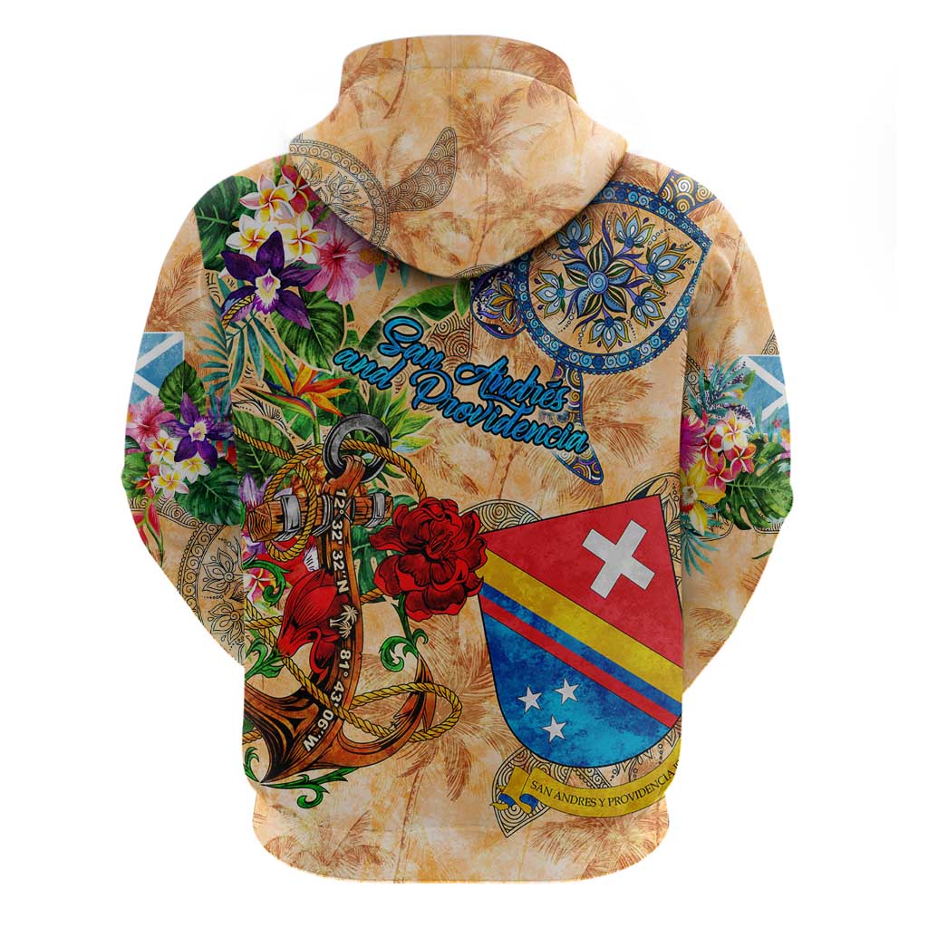 San Andrés and Providencia Hoodie Geographic Coordinate Anchor - Turlte Tropical DT02