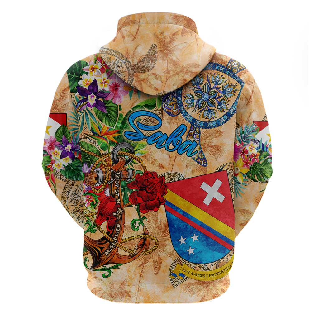 Saba Hoodie Geographic Coordinate Anchor - Turlte Tropical DT02