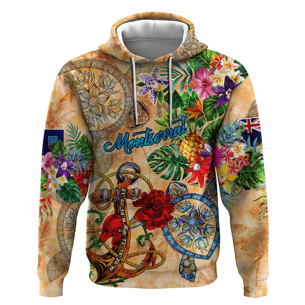Montserrat Hoodie Geographic Coordinate Anchor - Turlte Tropical DT02