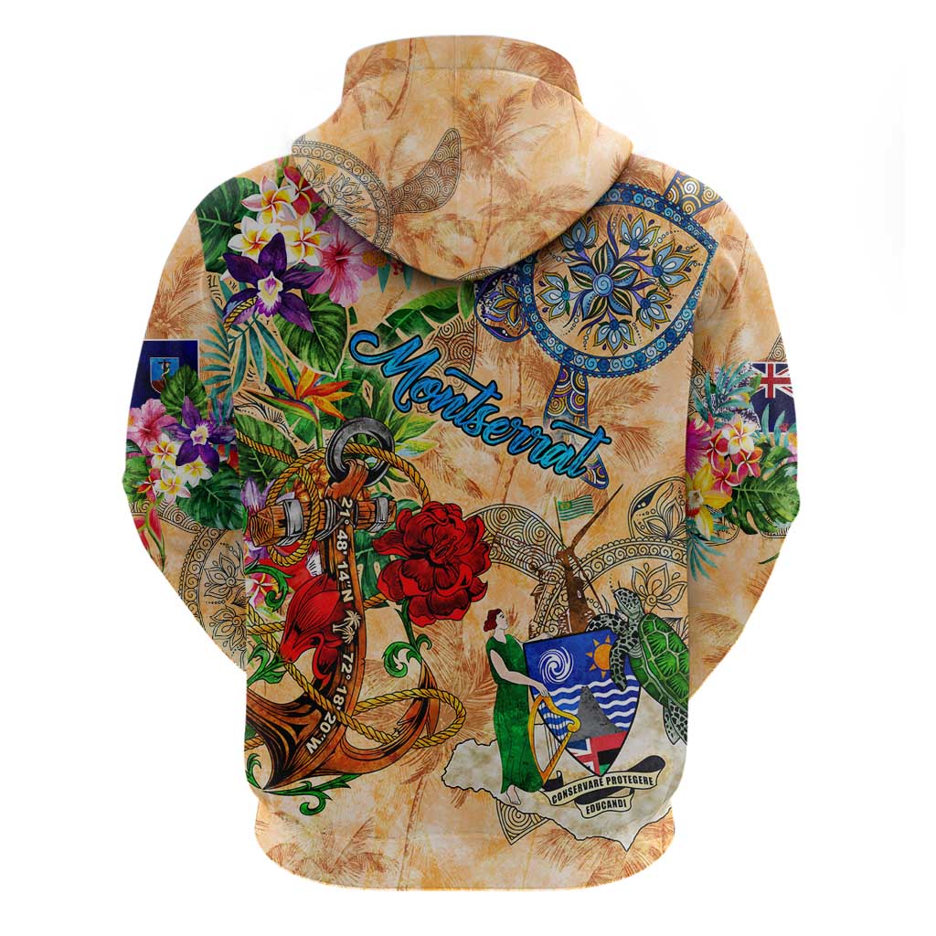 Montserrat Hoodie Geographic Coordinate Anchor - Turlte Tropical DT02