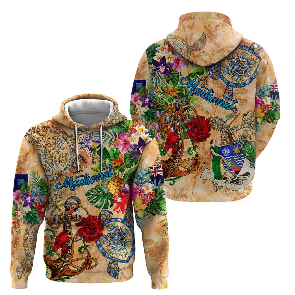 Montserrat Hoodie Geographic Coordinate Anchor - Turlte Tropical DT02