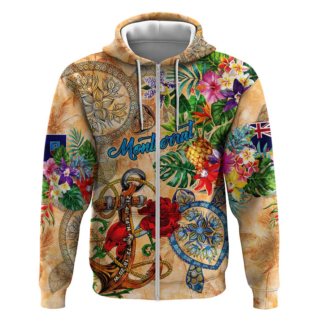 Montserrat Hoodie Geographic Coordinate Anchor - Turlte Tropical DT02