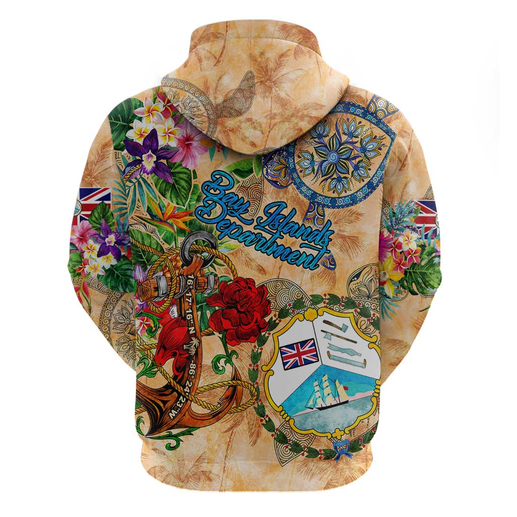 Bay Islands Department Hoodie Geographic Coordinate Anchor - Turlte Tropical DT02