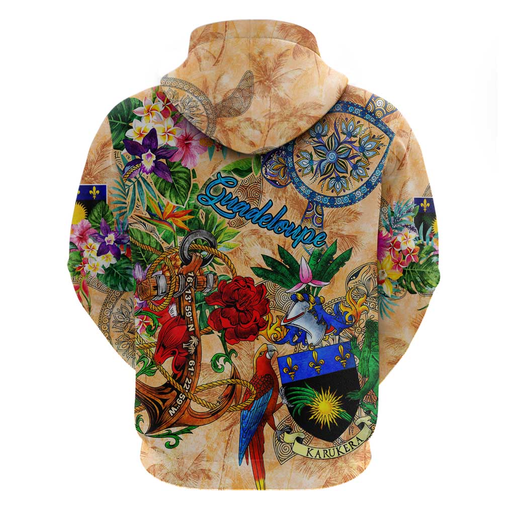 Guadeloupe Hoodie Geographic Coordinate Anchor - Turlte Tropical DT02