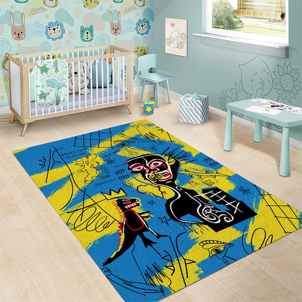 African Art Viva Underground Psychedelic Vintage Style Area Rug DT02