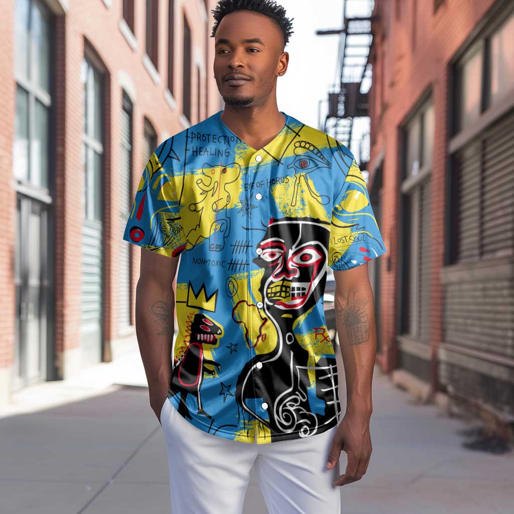 African Art Viva Underground Psychedelic Vintage Style Baseball Jersey DT02
