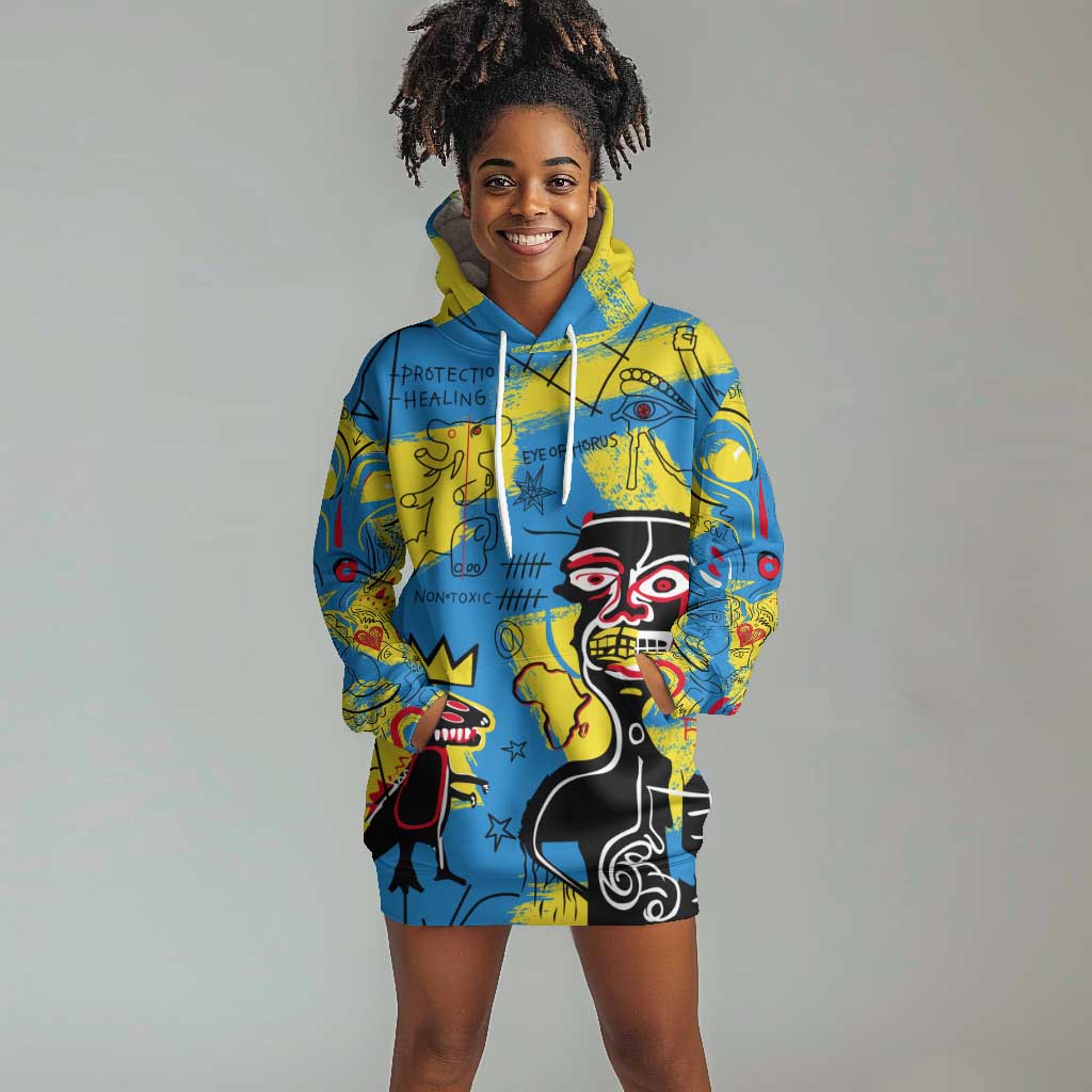 African Art Viva Underground Psychedelic Vintage Style Hoodie Dress DT02