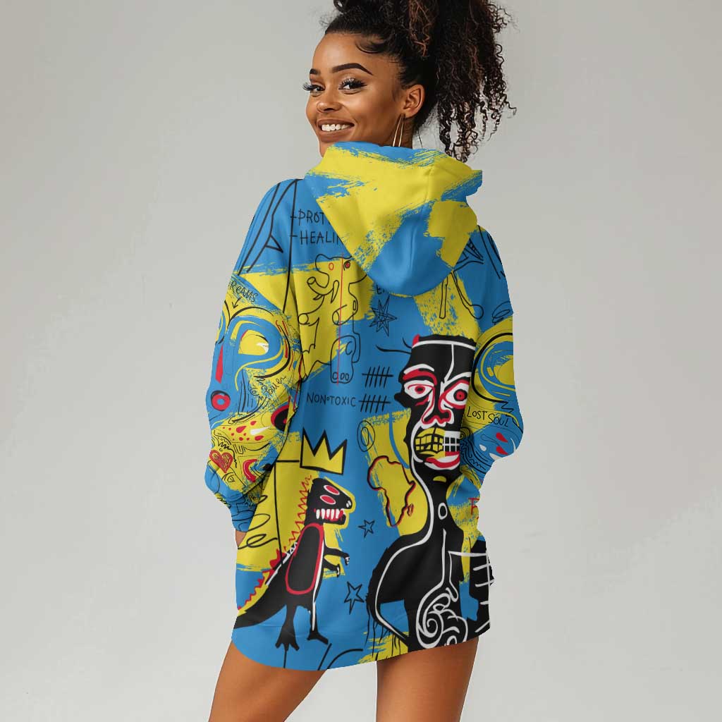 African Art Viva Underground Psychedelic Vintage Style Hoodie Dress DT02