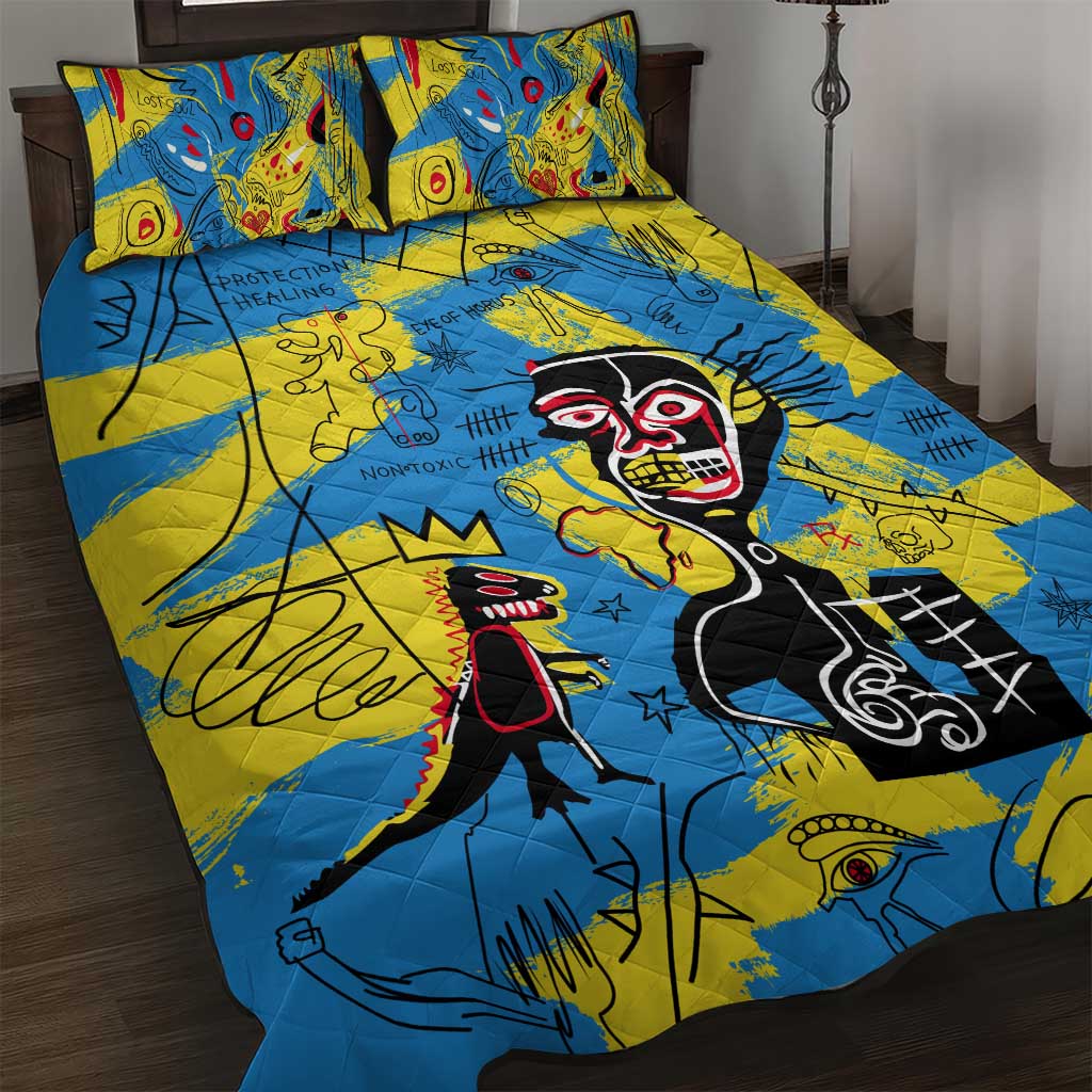 African Art Viva Underground Psychedelic Vintage Style Quilt Bed Set DT02