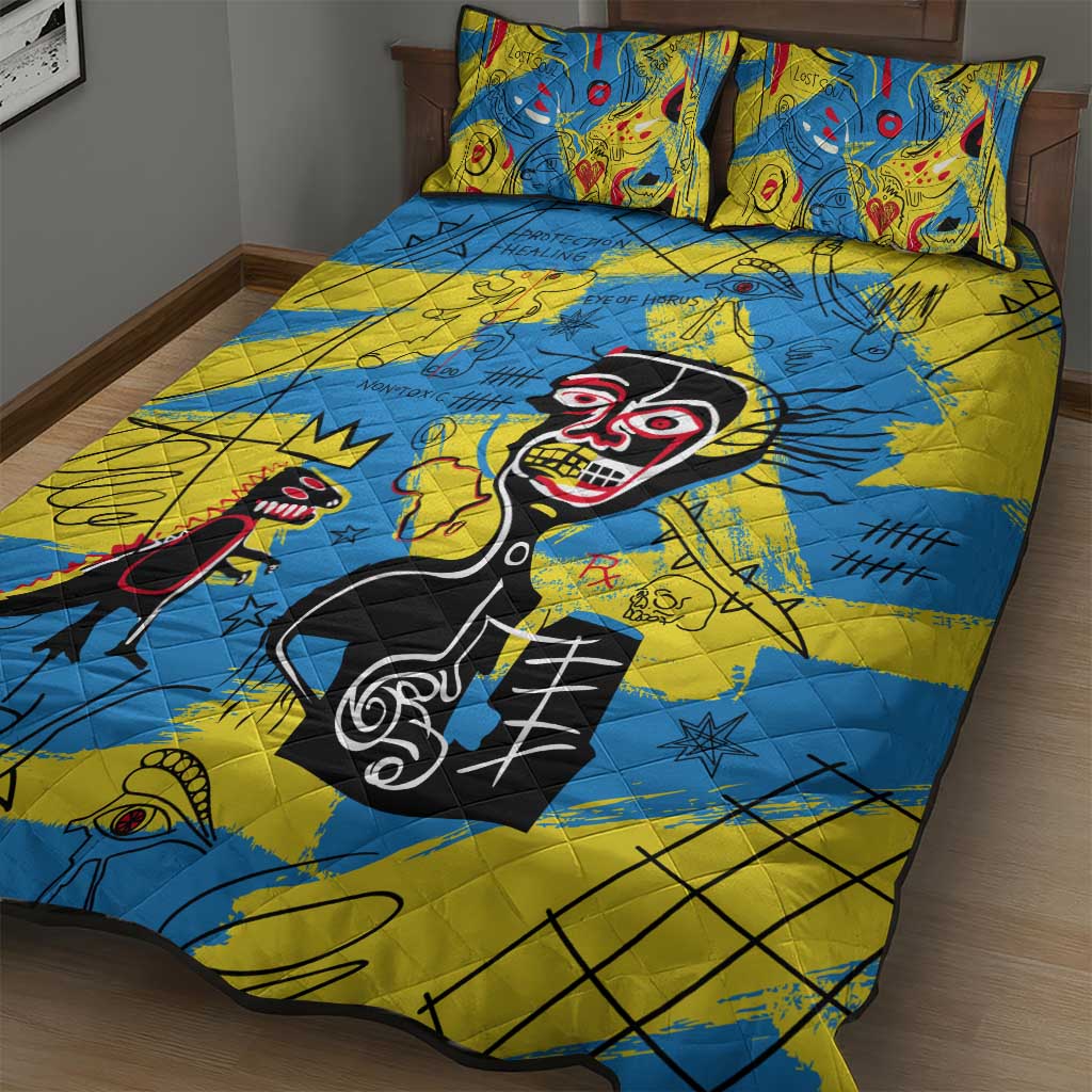 African Art Viva Underground Psychedelic Vintage Style Quilt Bed Set DT02