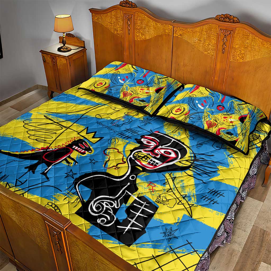 African Art Viva Underground Psychedelic Vintage Style Quilt Bed Set DT02