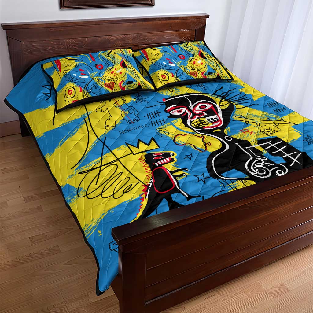 African Art Viva Underground Psychedelic Vintage Style Quilt Bed Set DT02