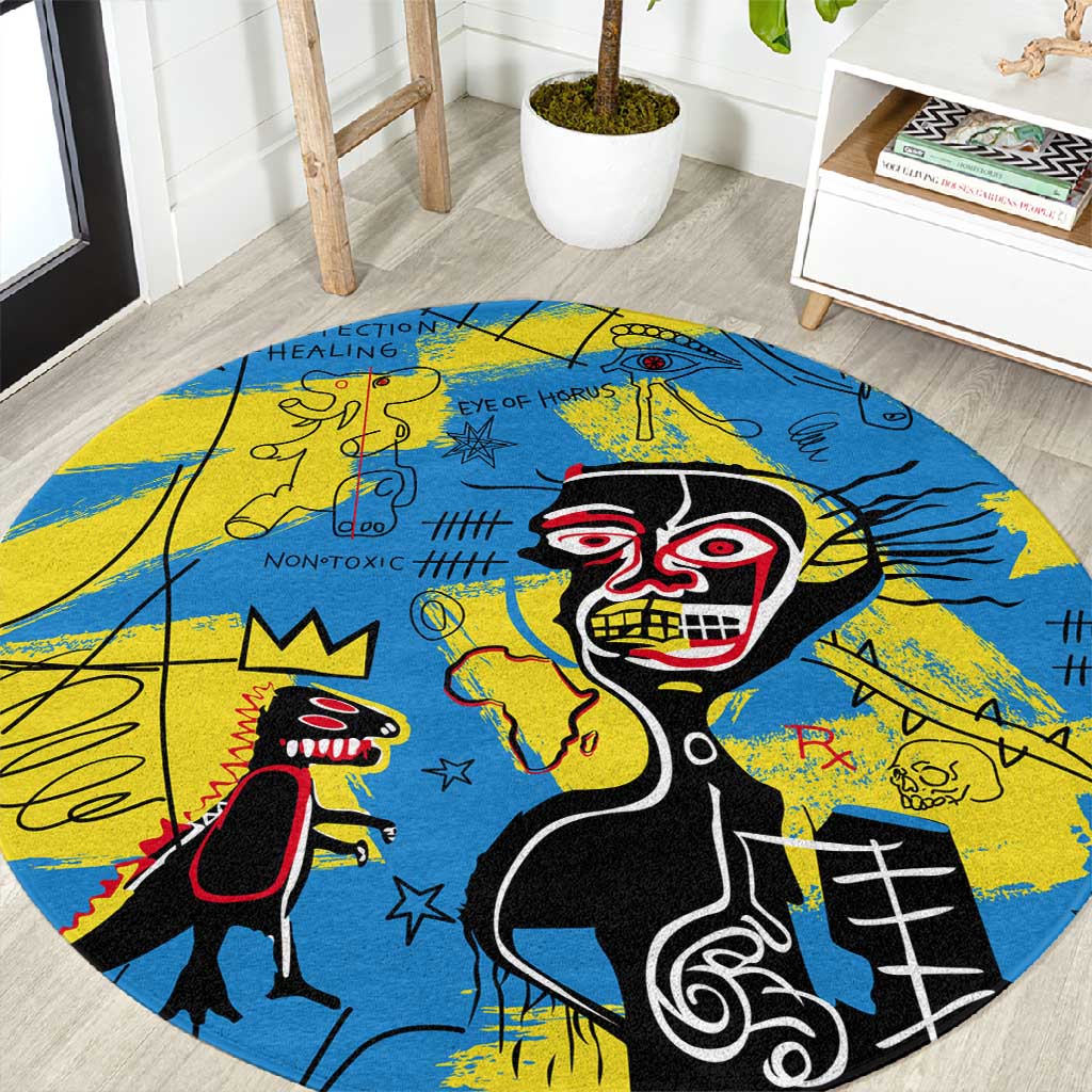 African Art Viva Underground Psychedelic Vintage Style Round Carpet DT02