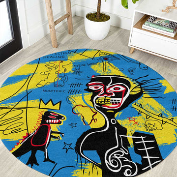 African Art Viva Underground Psychedelic Vintage Style Round Carpet DT02