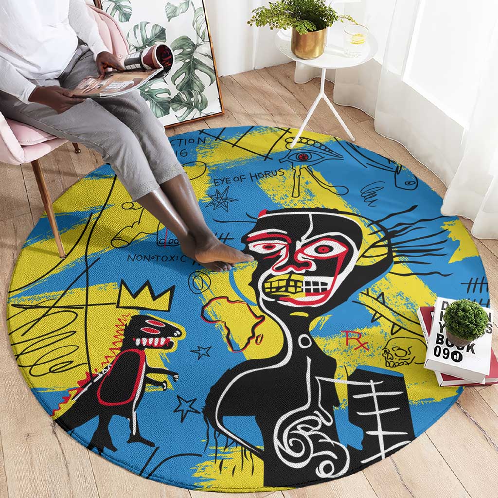 African Art Viva Underground Psychedelic Vintage Style Round Carpet DT02