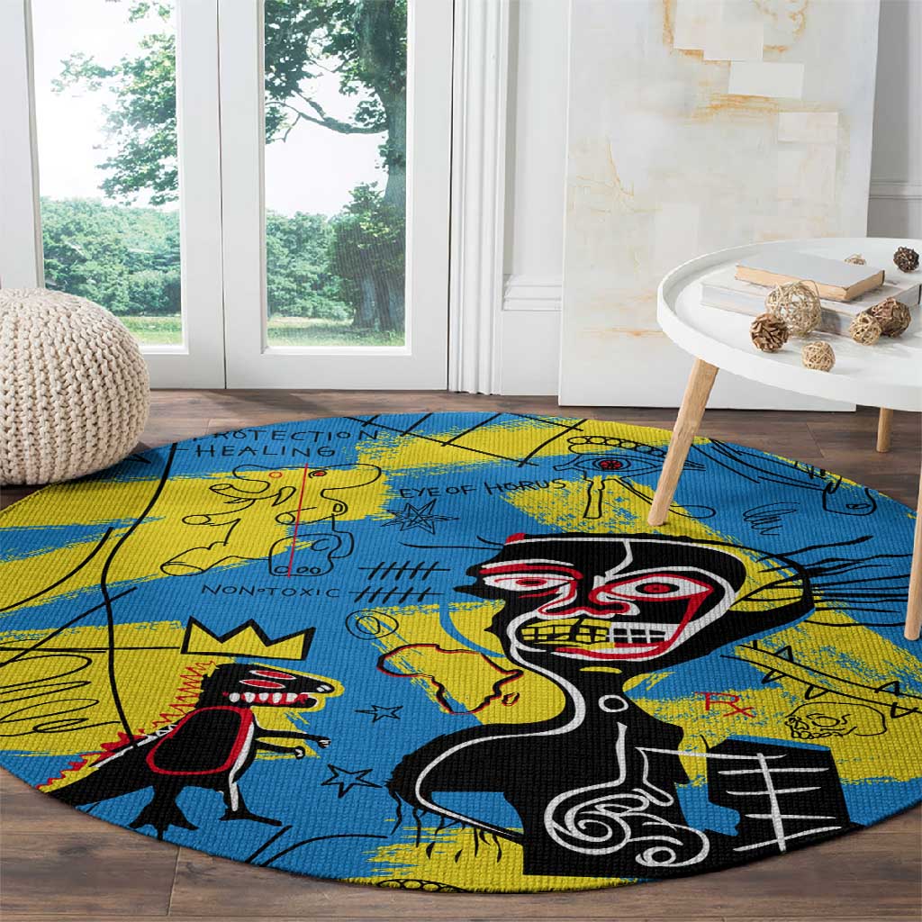 African Art Viva Underground Psychedelic Vintage Style Round Carpet DT02