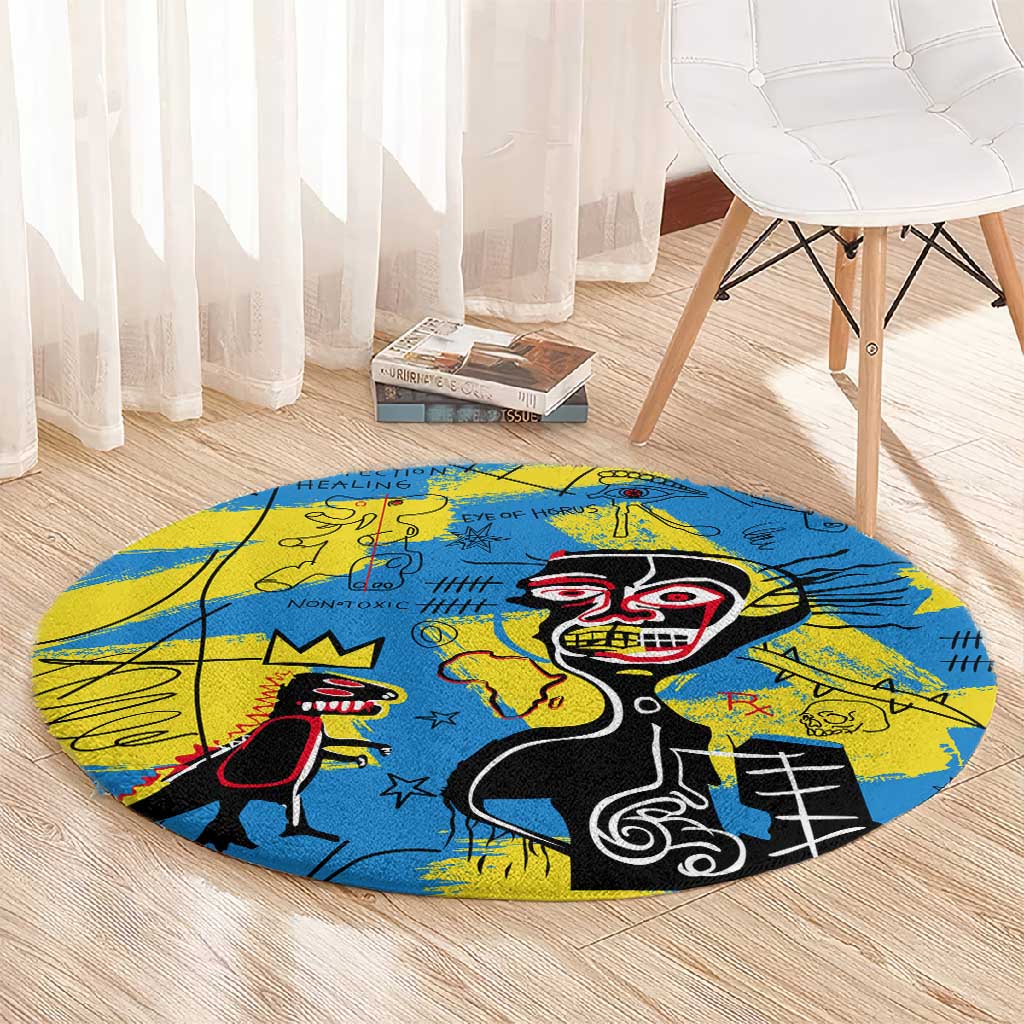 African Art Viva Underground Psychedelic Vintage Style Round Carpet DT02