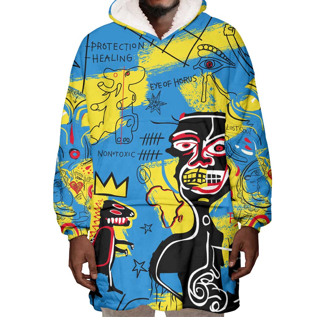 African Art Viva Underground Psychedelic Vintage Style Wearable Blanket Hoodie DT02