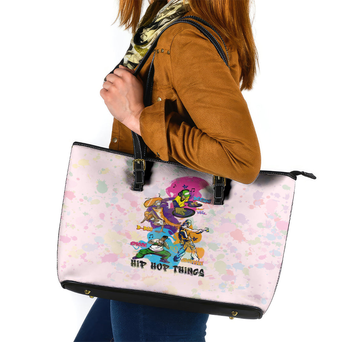 4 Elements Of Hip Hop Leather Tote Bag DT02