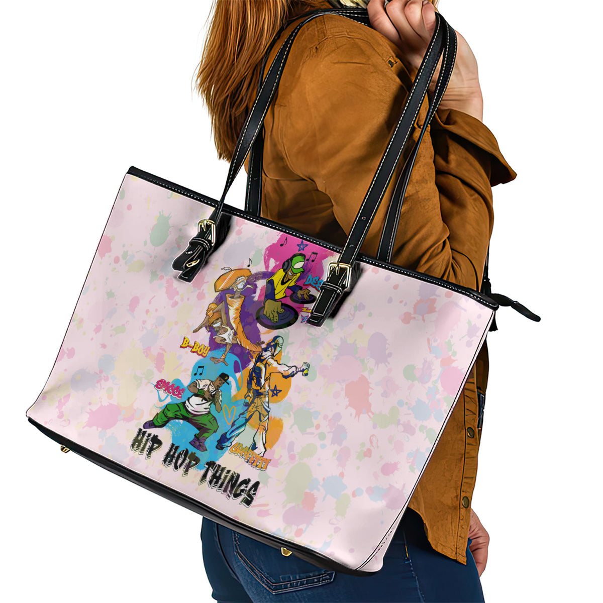 4 Elements Of Hip Hop Leather Tote Bag DT02