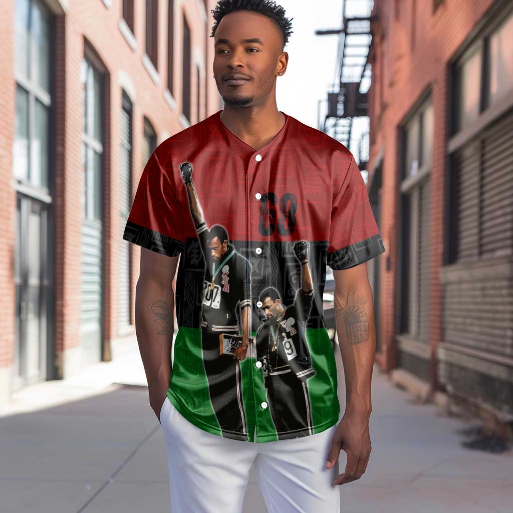Mexico City 1968 African American Baseball Jersey Black Power Salute DT02