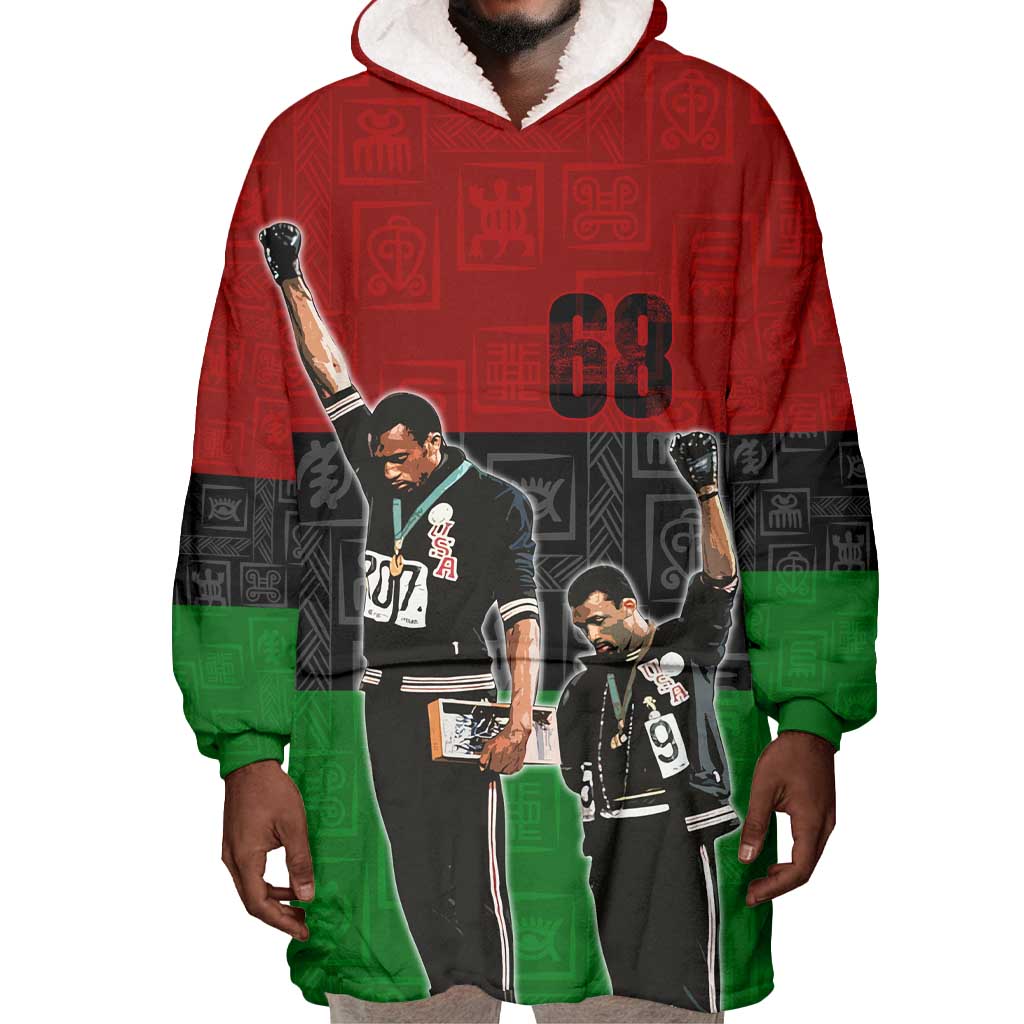 Mexico City 1968 African American Wearable Blanket Hoodie Black Power Salute DT02