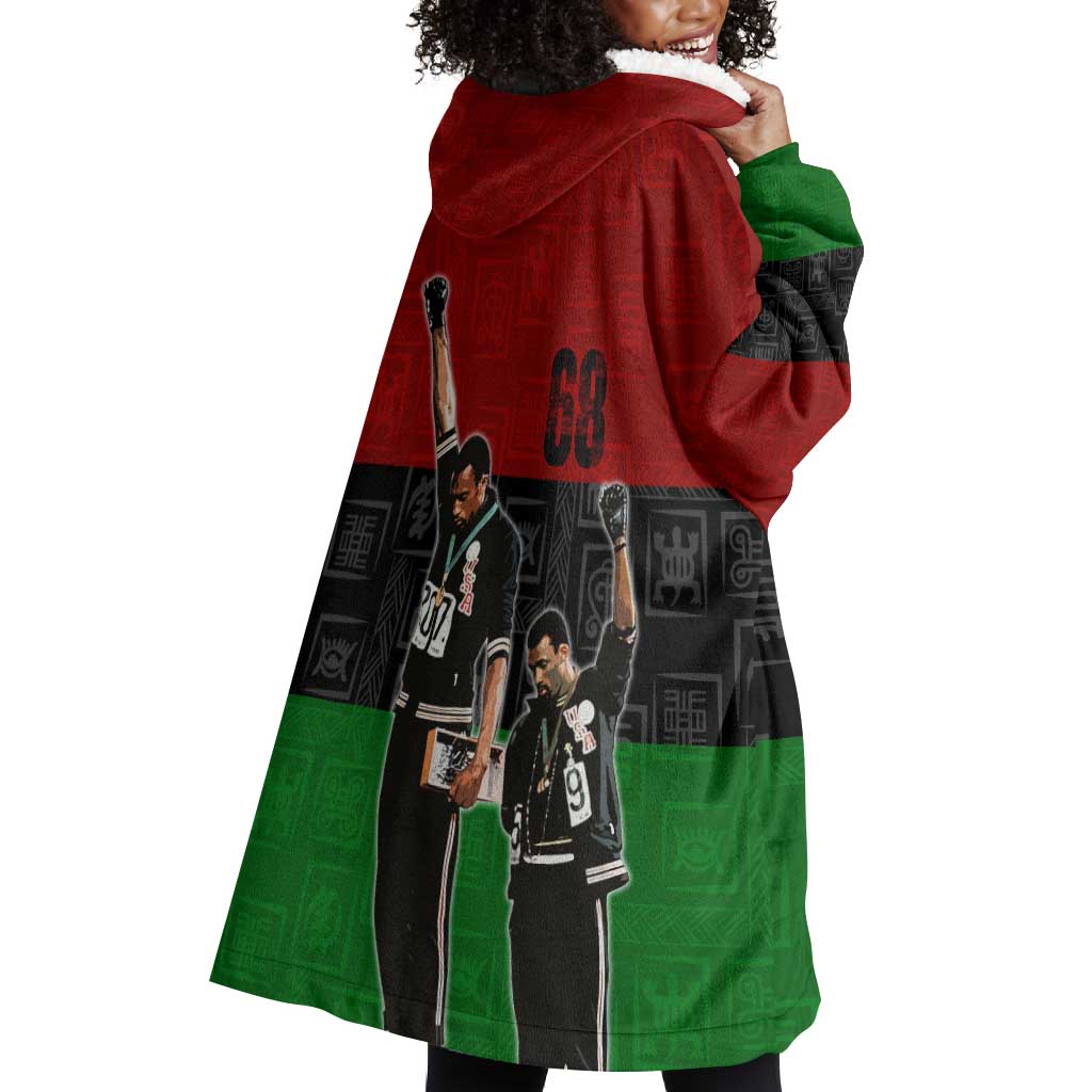 Mexico City 1968 African American Wearable Blanket Hoodie Black Power Salute DT02