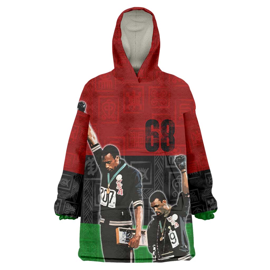 Mexico City 1968 African American Wearable Blanket Hoodie Black Power Salute DT02